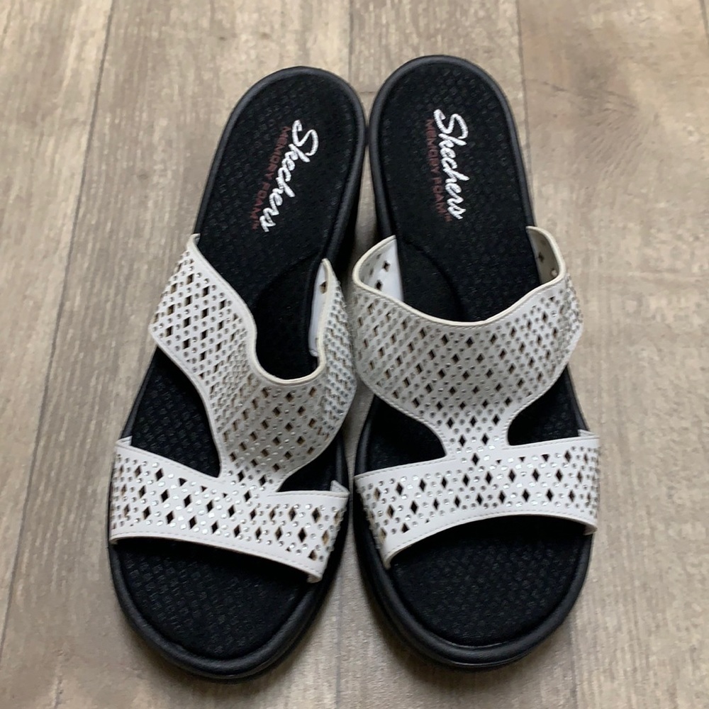 Womens Skechers Memory Foam Wedge Sandals